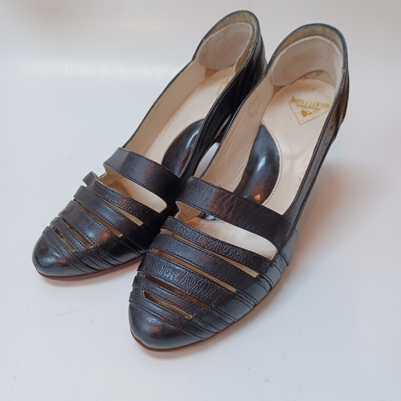 John Fluevog Heels Black Leather Pumps Blind Faith Womens size 7 - Picture 2 of 16